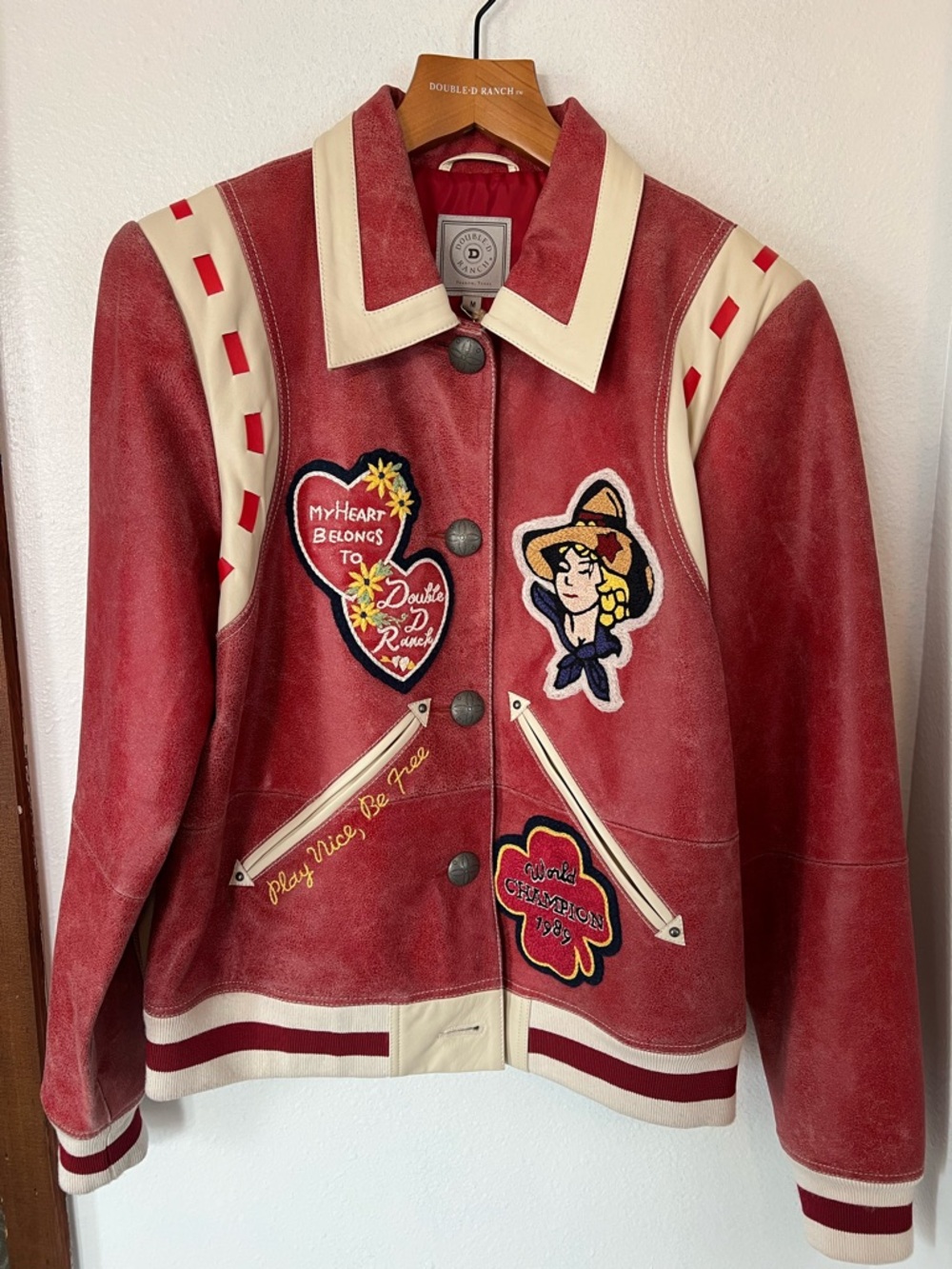 Double D Ranch Red Suede Patchwork Western Jacket
